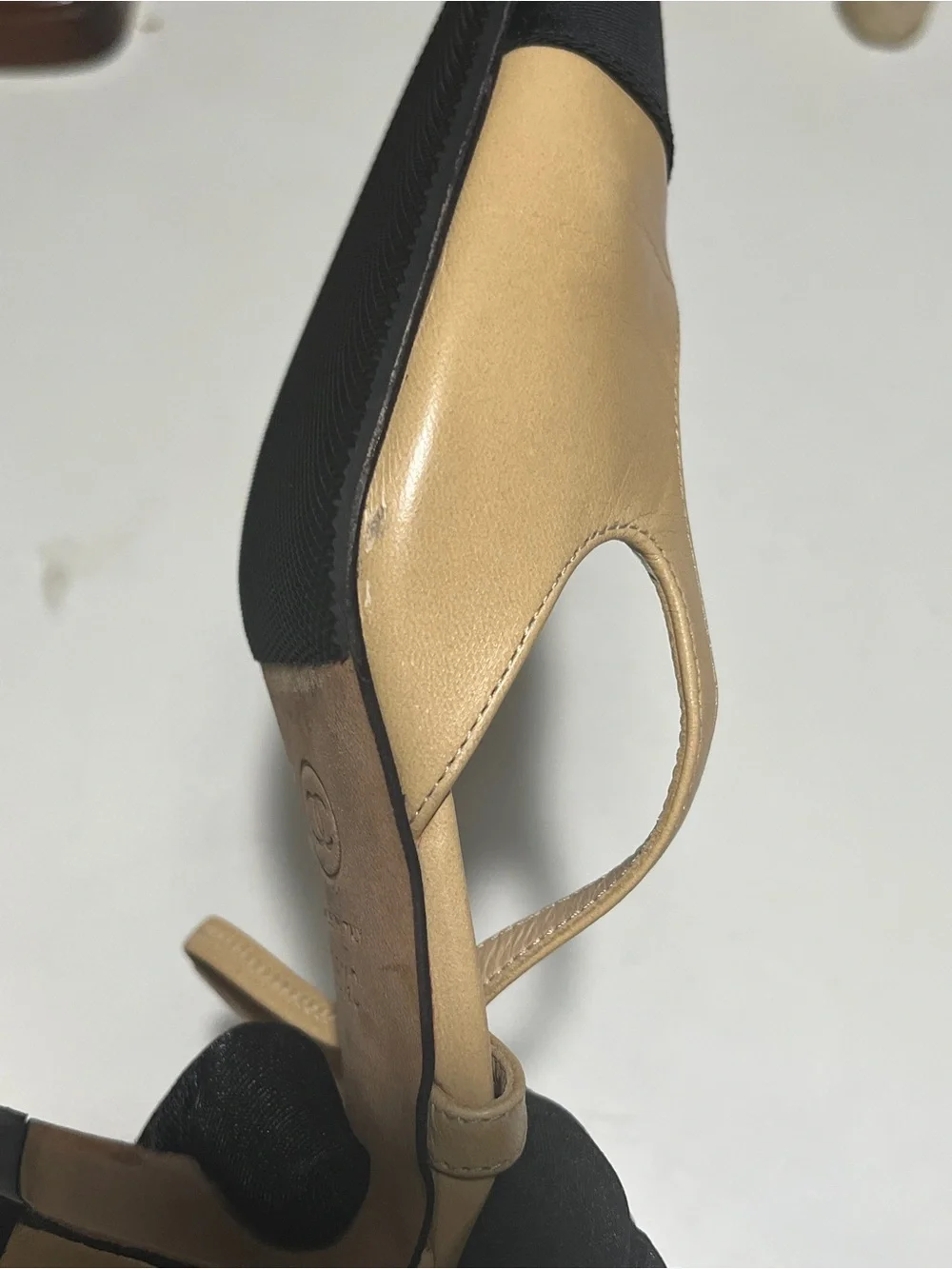 CHANEL Beige and Black Two-Tone Slingback Mules